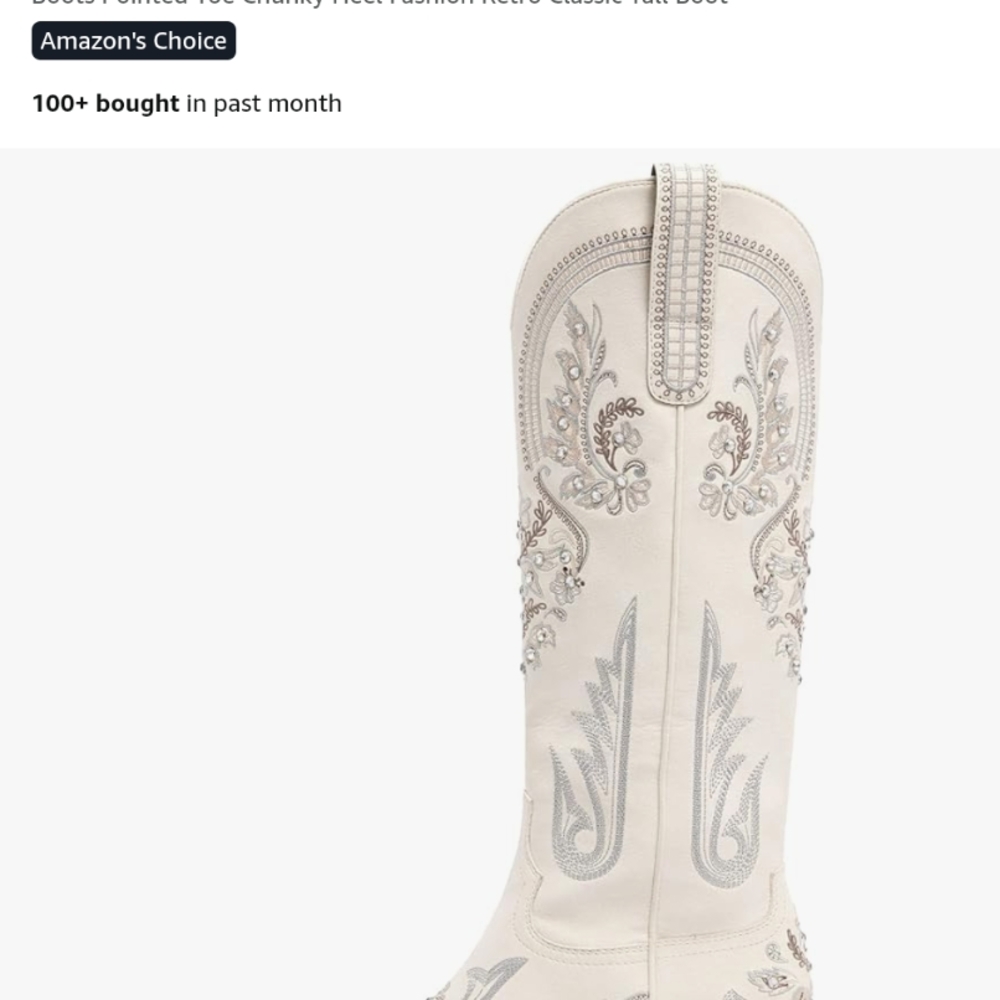Embroidered White Cowboy Boots